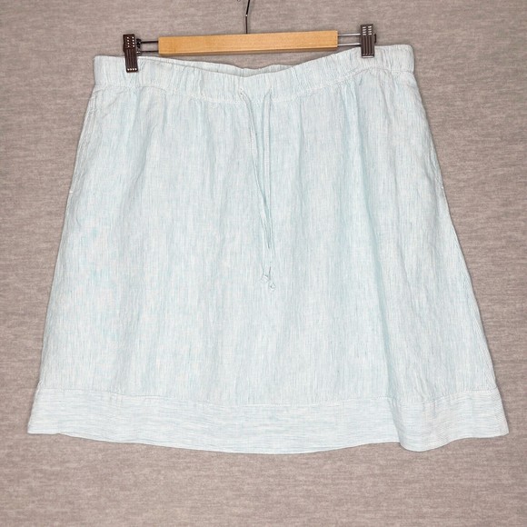 J. Jill Dresses & Skirts - J Jill Love Linen Women Size Petite Large Skirt Pull On Short aqua teal 100%